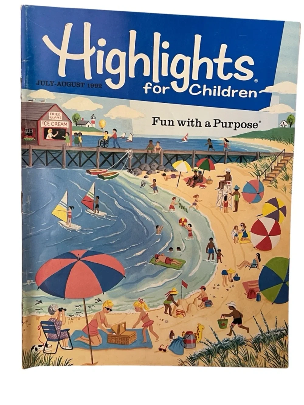 Kids Highlights For Children Magazine July August 1992 Blue Beach Cover